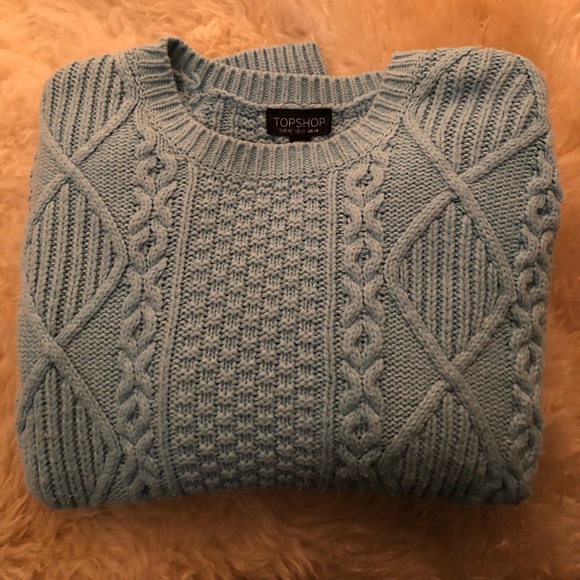 TOPSHOP Blue Cable Knit Sweater - Picture 3 of 3